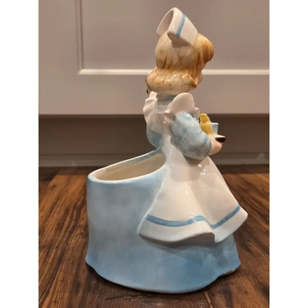 Vintage Lefton Nurse Planter 4292 Japan Get Well Soon Figurine Mid Century 1950s - Picture 4 of 11